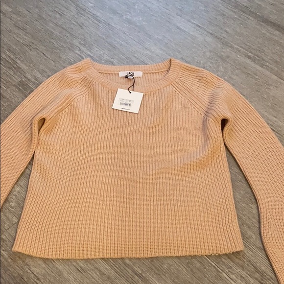 Peach beige crop sweater with bell sleeves - Picture 1 of 3